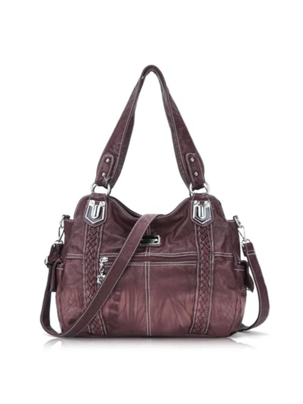 Womens Hobo Tote Bag Soft PU Leather Shoulder Purse Multi Pocket Crossbody